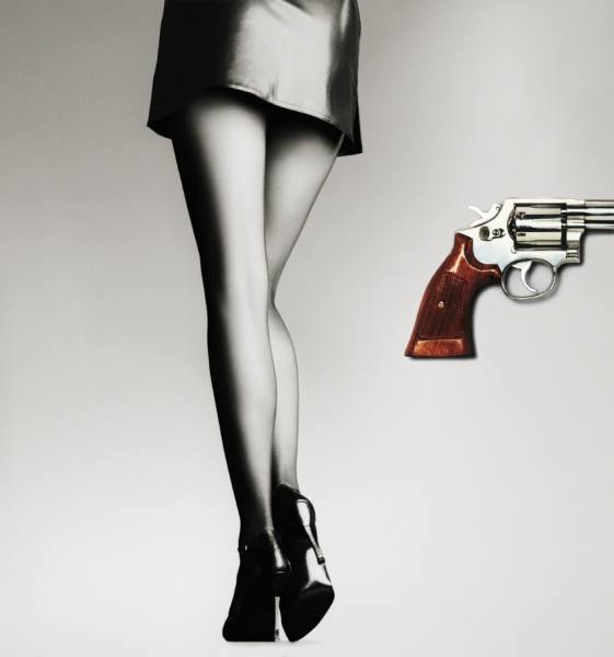 Photograph Chris Frazer Smith Leather Skirt And Revolver on One Eyeland